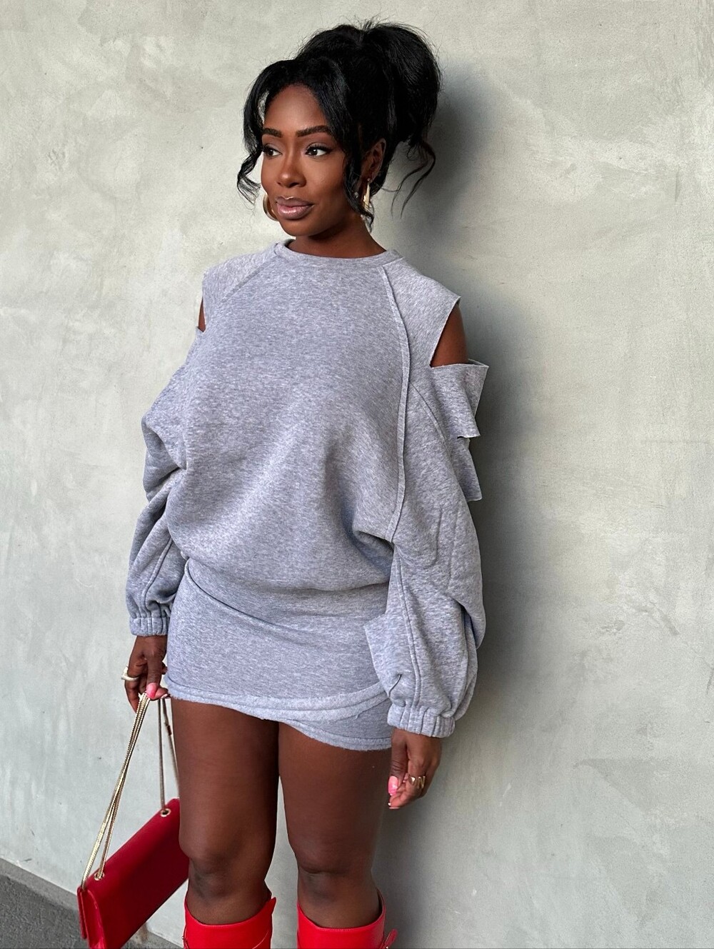 Sweat Suit Set Skirt And Sweater Cut Out - Picture 3 of 5